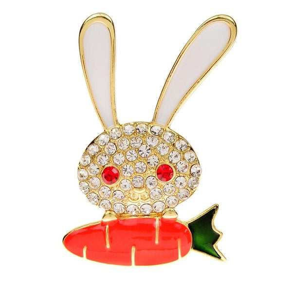 Rhinestone Rabbit Brooches For Women Animal Pin Carrot Accessories High Quality Zodic Jewelry Matron Inn