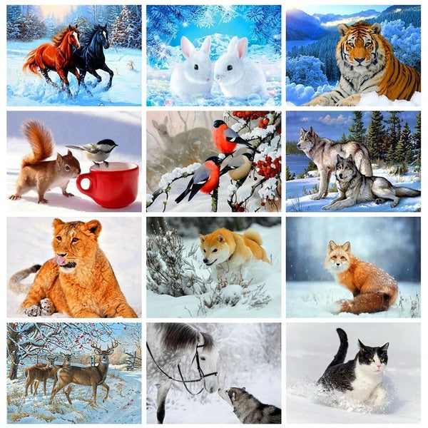 5D DIY Diamond Painting Full Round Animal Lion Rhinestones Diamond Embroidery Sale Winter Mosaic Decor For Home