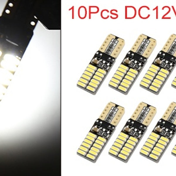 Canbus Error Free Bright White T10 W5W 24 4014-SMD-LED Car Light Bulbs Vehicle Dashboard Panel Auto Side Wedge Lamp 2825 194 168 10Pcs