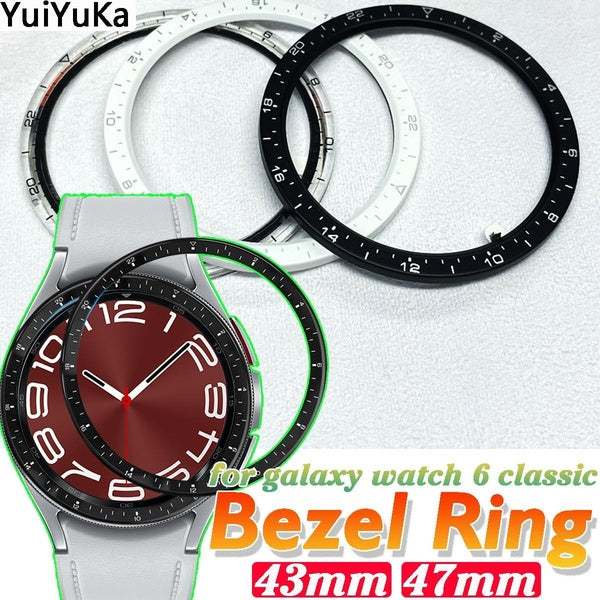 YuiYuKa Anneau de lunette pour Samsung Galaxy Watch 6 Classic 43mm 47mm PC Cover Bumper Case Smartwatch Accessoire pour Galaxy Watch 6 Bluetooth Clas