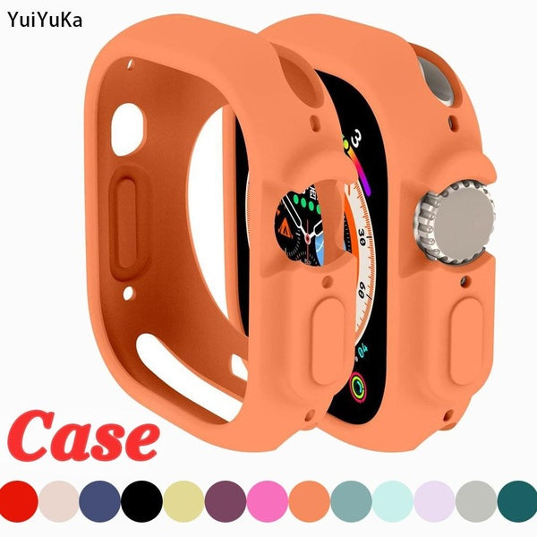 YuiYuKa Silicone Bumper for Apple Watch Ultra 49mm for iwatch Series 8 7 6 SE 5 4 3 2 1 41mm 45mm 44mm 40mm 42mm 38mm Soft TPU Screen Protector Prote