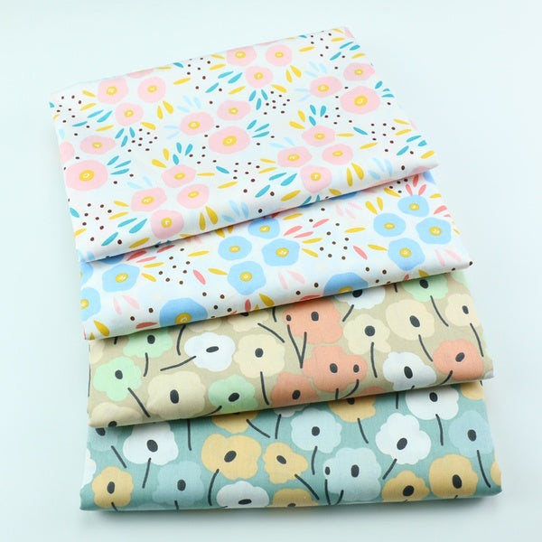 4 Pcs-lot Small Floral Printed Cloth DIY Handmade Girls Dress Princess Dress Sun Protection Clothes Twill Baby Cotton Twill Fabric