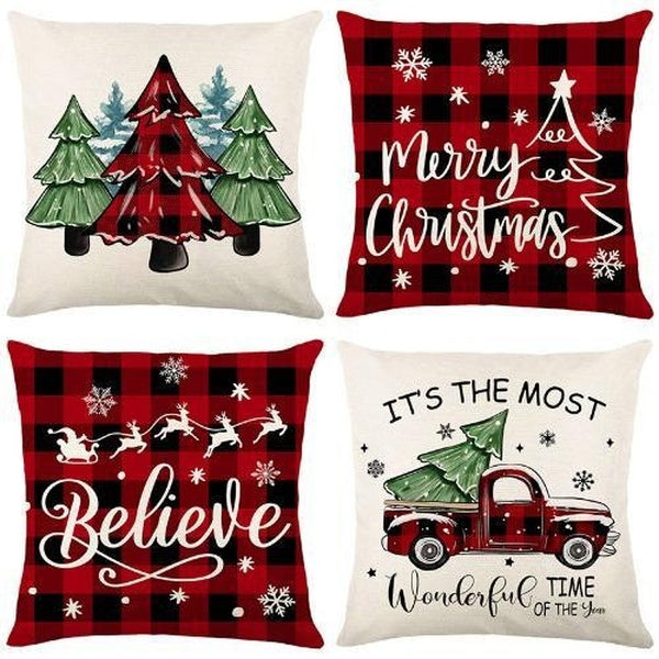 Halloween Christmas Decorations Flax Printed Pillow Covers 45X45CM for Halloween Xmas Decor Indoor Outdoor Party Supplies Farmhouse Home Decor Throw