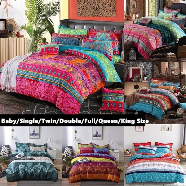 Fashion Bohemian Mandala Ethnic Duvet Cover Set Boho Bedding Set Quilt Cover Pillowcase (NOT Comforter Inside) Baby Single Twin Double Full Queen Kin