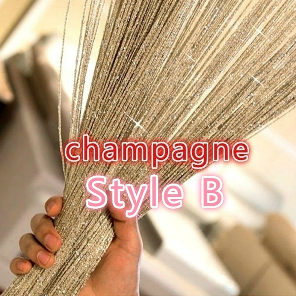 1pcs 2m*1m Fly Screen Fringe Tassel Curtain String Sparkle Curtains Room Divider Door Window Decor Heart Curtain - Silver String Curtain