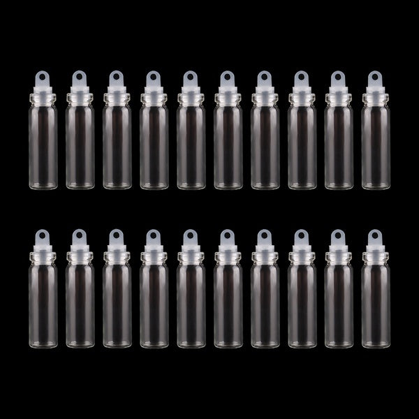 20pcs 11*35*6.5mm 2ml Mini Glass Wishing Bottles Tiny Jars Vials With Plastic Stopper for Wedding Craft DIY Gift