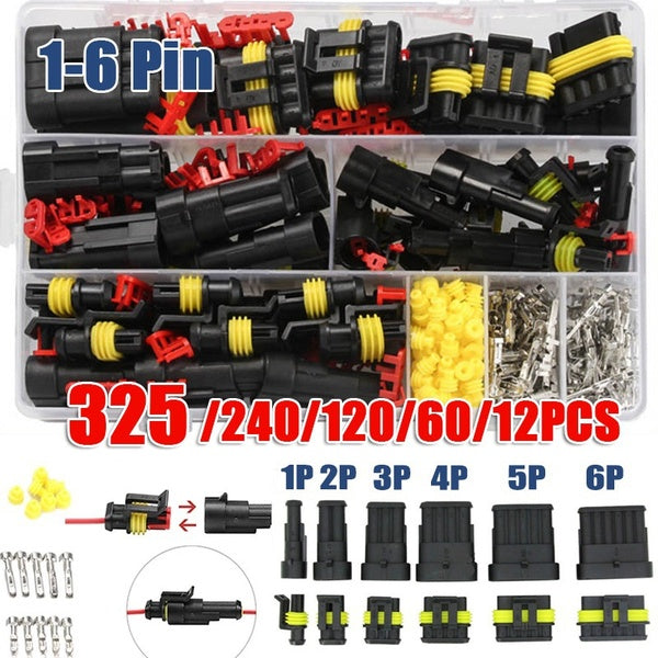 352-240-120-60 pcs HID Waterproof Connectors 1-2-3-4-5-6 Pin 26 Sets Car Electrical Wire Connector Plug Truck Harness 300V 12A