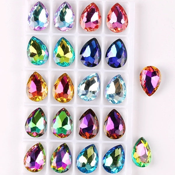 20Pcs-Lot 7x10mm 3D Nail Art Rhinestones Shining Color Nail Rhinestone Gem 3D Crystal For Nail Art Stone Gold Diamond Glass Manicure De