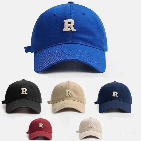 Casquette de Baseball Simple brodée lettre «R», chapeau de Baseball polyvalent, grande taille de tête, casquette de canard rétro pour femmes