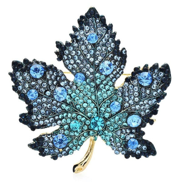 Shining Maple Leaf Brooches For Women Rhinestone Beauty Plants Party Office Brooch Pin Gifts