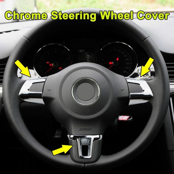 Car Interior Parts Accessories Chrome Steering Wheel Cover Trim For Volkswagen Golf MK6 Touran Polo Jetta Eos Caddy 2009 2010 2011 2021 2013 2014