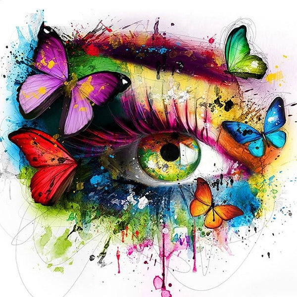 DIY 5D Diamond Painting Butterfly Eye Full Drill with Number Kits Home and Kitchen Fashion Crystal Rhinestone Cross Stitch Embroidery Paintings Canva