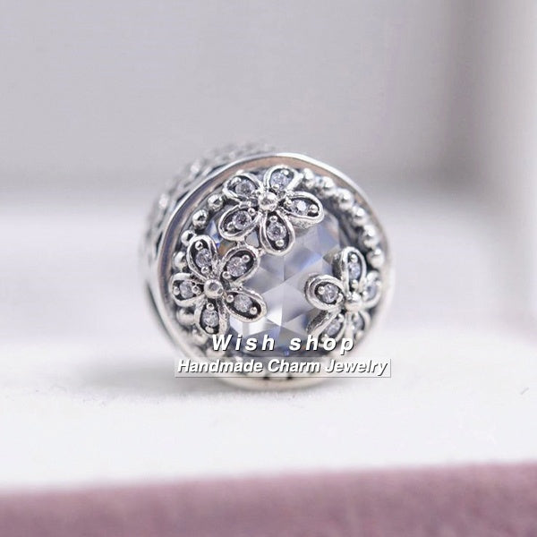 Perles de charme en argent sterling 925 Spring Release Dazzling Daisy Meadow Clear CZ