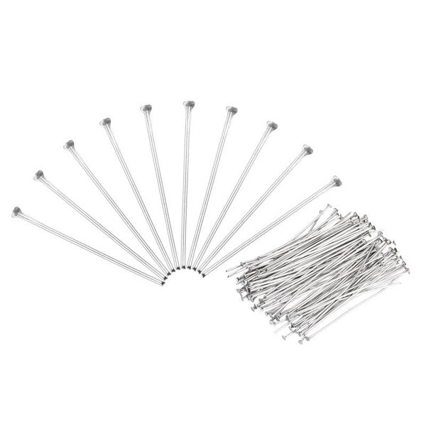 Lot de 100 épingles à tête plate en acier inoxydable pour la fabrication de bijoux, pour l'artisanat, les boucles d'oreilles, les bracelets, les coll