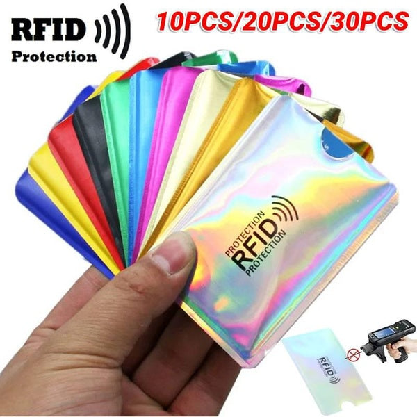 10pcs - 20pcs - 30pcs manchons de blocage RFID, porte-monnaie ultra-fin anti-RFID bloquant le lecteur de verrouillage porte-carte bancaire anti-vol c