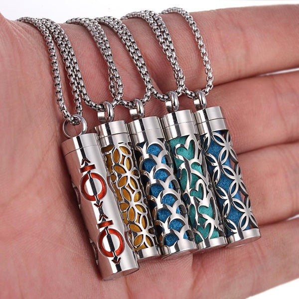 Aromatherapy Necklace Diffuser Pendant 316L Stainless Steel Locket Aroma Perfume Oils Essential Oil Diffuser Pendant Necklace