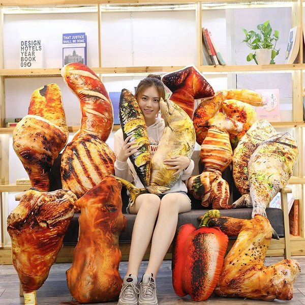 Simulation Food Real Life Style Plush Chicken Leg Toy Fried Drumstick Soft Pillow Squid Sausage Cushion Birthday Gift