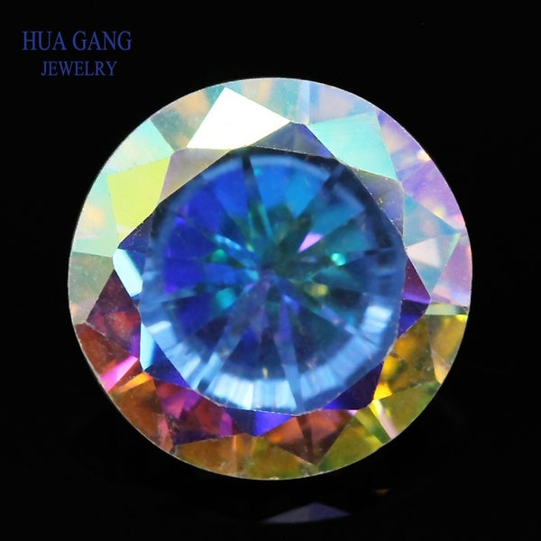 Forme ronde AB pierre de zircone cubique multicolore placage lâche AB couleur CZ 1.0 ~ 10mm pierres gemmes synthétiques