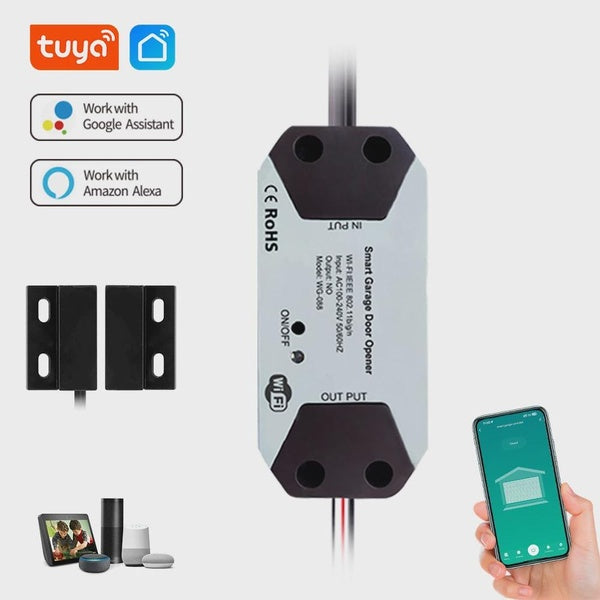 Contrôleur de porte de garage Tuya Ouvre-porte automatique WiFi Smart Home Fonctionne avec Alexa Google Home Contrôle vocal Application Télécommande