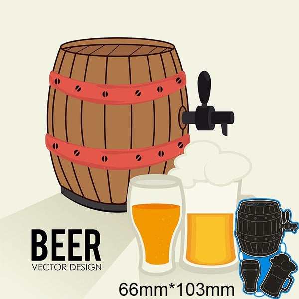 DIY 66*103mm Beer Keg and Beer Mug New Metal Cutting Dies for Card Scrapbooking Stencil Paper Craft Album Template Dies
