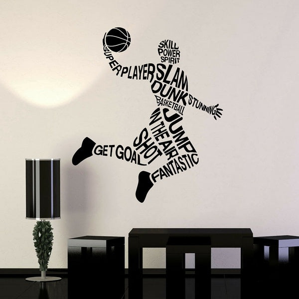 Sports Basketball Vinyl Wall Sticker Basketball Court Training Room Boy Bedroom Decoration Stylish Dunk Stickers Decal