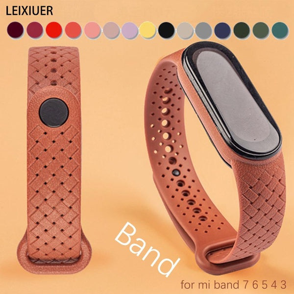 LEIXIUER Sport Silicone Bracelet for Xiaomi Mi Band 7 6 5 Wristband smartwatch Braided Correa strap for Miband NFC Band6 Band7 6 5 4 3