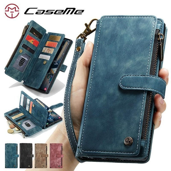 CaseMe Étui portefeuille à fermeture éclair avec fente pour carte et support en cuir pour iPhone 15 Pro Max 14ProMax 14Pro 14Plus 13ProMax 13Pro 13 1