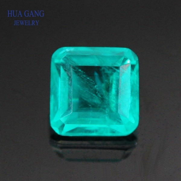Paraiba Pierre Carré Chanfrein Forme Artificielle Synthétique Cristal Verre Bijoux 5X5mm-12X12mm Taille En Option