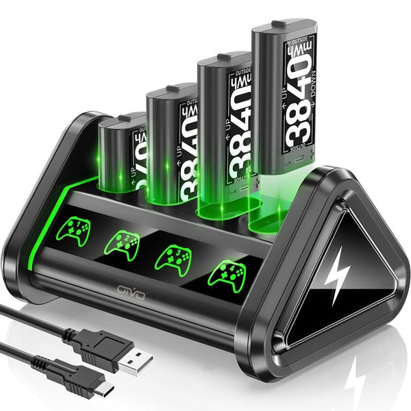 OIVO Batteries rechargeables pour manette Xbox Series-Xbox one avec station de chargement, 4 x 3600 mWh (1500 mAh) Batterie rechargeable Xbox avec st