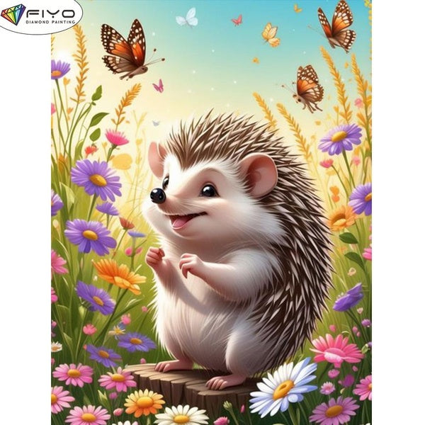 FIYO DIY 5D Hedgehog Diamond Painting Full Drill with Number Kits Home and Kitchen Fashion Mosaic Diamond Painting Canvas Wall Decoration Gift Crafts