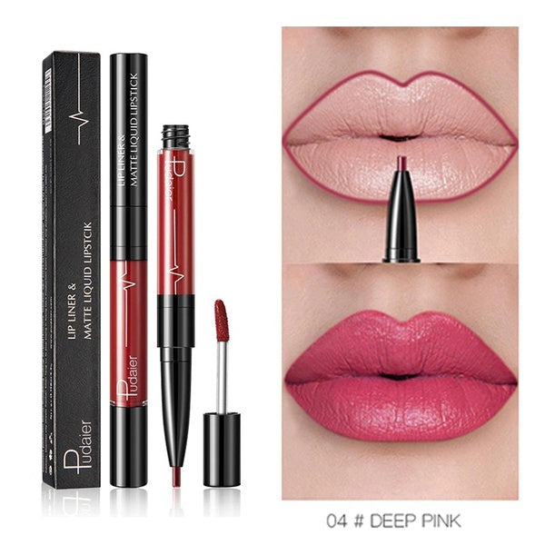 Health & Beauty Pudaier 1pc Double-end Matte Lipstick Lip Liner Gloss Long-lasting Waterproof Tattoo Paint Lip Tint Matt Stick Batom Lipgloss