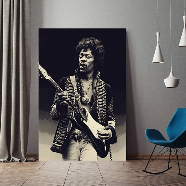 No Frame , Canvas Printing Modern Home Decoration Art, Jimi Hendrix with a Guitar Poster Decoration