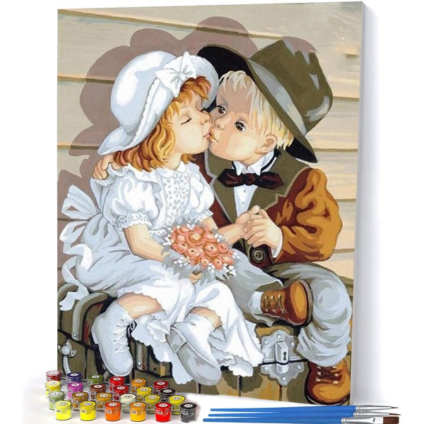 Cute Boy FIYO Diy Oil Paint by Numbers Kits for Adults and Kids Beginner on Canvas Fashion Oil Painting Wall Art for Gift( No Frame )