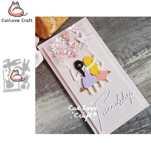 Catlove Swing Girl - matrices de découpe en métal, moule de Scrapbooking, couteau, pochoir, découpe de cartes, fabrication de cartes, bricolage, gauf