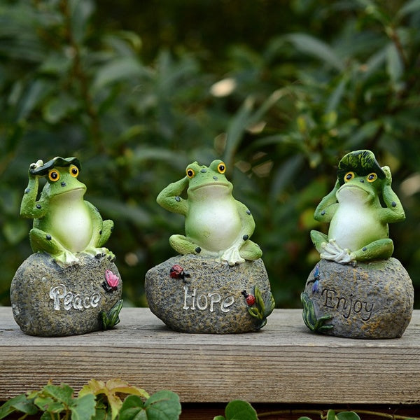 1PCS Outdoor Garden Frog Decoration Cute Letter Model Home Miniature Resin Animal Handmade Art Ornament