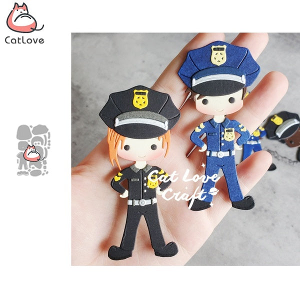 Catlove Police men woman Metal Cutting Dies Scrapbooking Mold Stencil Die Cuts Card Making DIY Craft Embossing New Dies For 2020