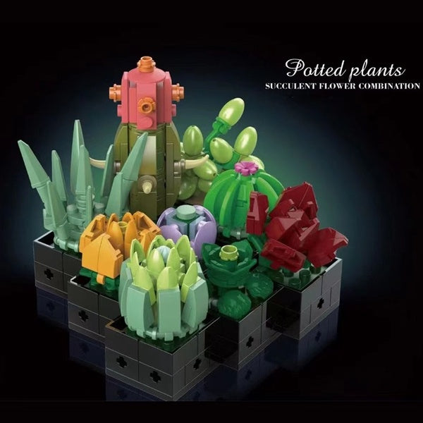 New 771pcs Succulents Plants Bonsai Flower Model Building Block Brick Educational Assembly Toy Children Gift