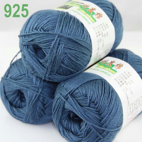 Sale 3SkeinsX50g Soft Bamboo Cotton Blankets Rugs Hand Knitting Crochet Yarn 25 Steel Blue