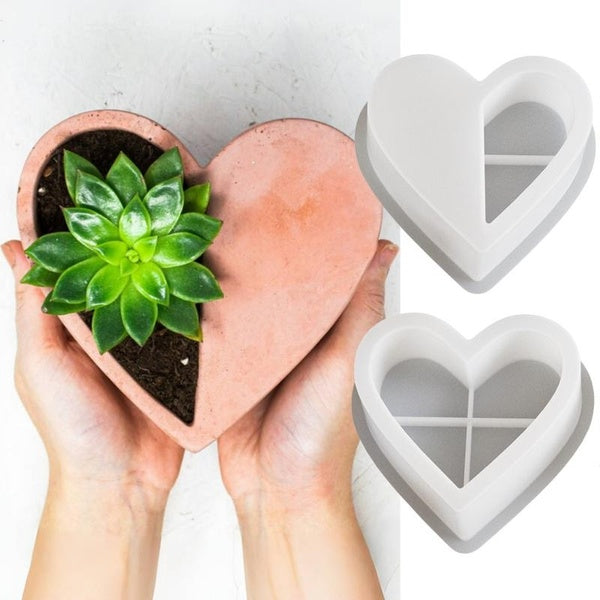 Silicone Casting Molds for Making Heart Planter Flower Pot Jars