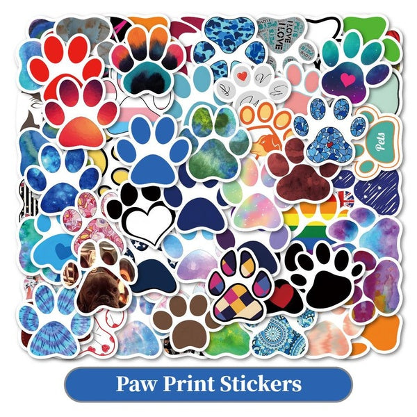 10-60pcs Cute Colorful Paw Print Stickers cat Paw dog Paw graffiti Stickers for DIY Luggage Laptop Skateboard Motorcycle Bicycle Sticker