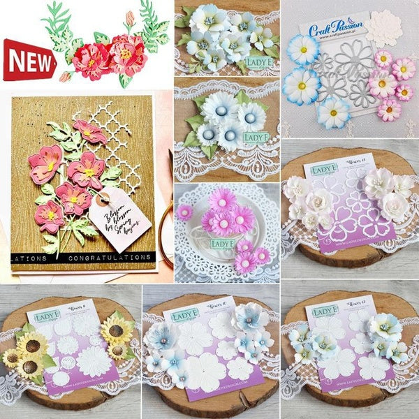 6 Types Flower Combination Metal Cutting Dies and Stamp for DIY Scrapbook Paper Craft Knife Mould Blade Punch Stencils Dies