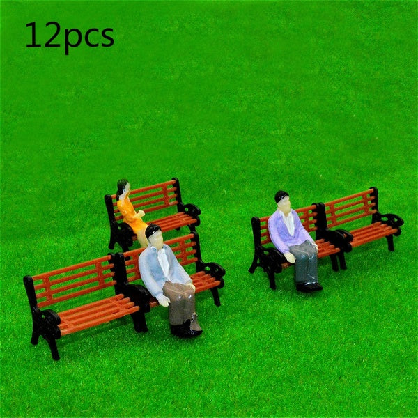 10pcs Model Scale Park Garden Bench Chairs for Building Train Railway Street Layout Landscape Decoration
