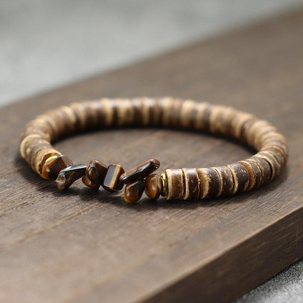 New Natural Coconut Bead Bracelet For Men Irregular Tiger Eyes Obsidian Howlite Stone Braslet Yoga Leisure Accessories Pulseria