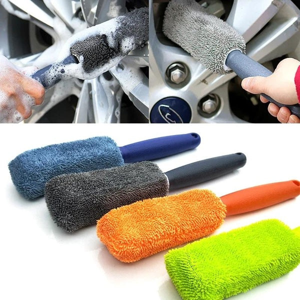 Cleaning Brush Microfiber Wash Wheel Detailing Car Tire Hub Long Handle Washing Tool for Car Trunk Motorcycle Auto Washing Tools