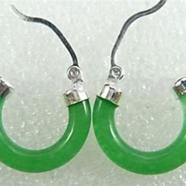 Boucles d'oreilles pendantes circulaires en jade vert pour femmes