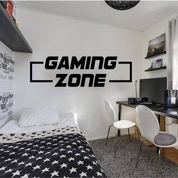 Gaming Zone Video Game Wall Sticker Playroom Bedroom Gaming Zone Gamer Quote Wall Decal Kids Room Vinyl Decor m334