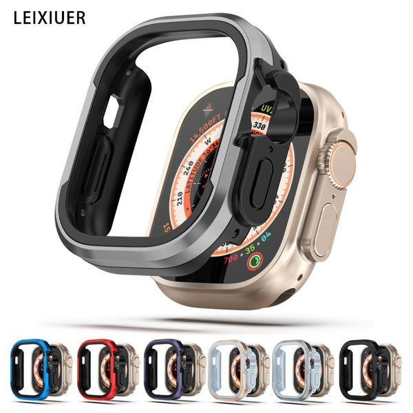 LEIXIUER Cover Case without film for Apple Watch Ultra 49mm for iwatch series 8 7 6 5 4 SE 45mm 41mm 44mm 40mm, Screen protector Metal Aluminium All