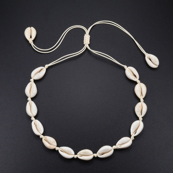 Natural Cowrie Shell Choker Necklace for Women Puka Shell Necklace Corded Seashell Necklaces Hawaiian Beach Boho Jewelry for Women Girls