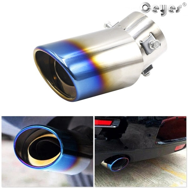 Ceyes Universal Car Exhaust Muffler Tip Round Stainless Steel Pipe Chrome Exhaust Tail Muffler Tip Pipe Silver Muffler Car Accessories