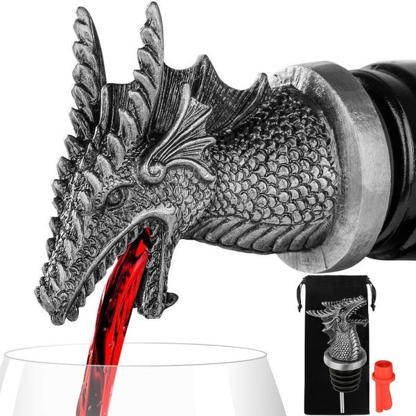 Dragon Head 2-In-1 Wine Bottle Pourer and Stopper Champagne Saver Accessory Bar Gadgets